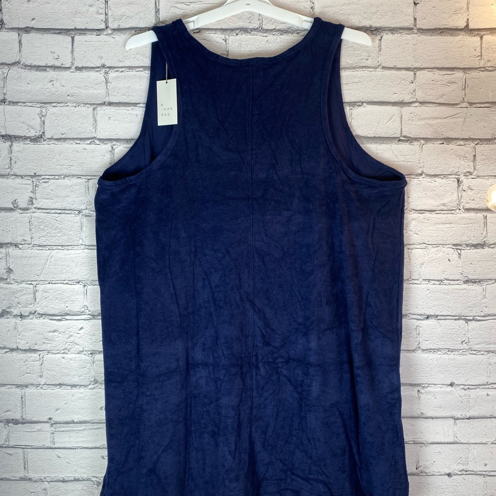 Womens Terry Tank Dress Size 3X A New Day - Navy Blue Plus Size Swim Coverup NWT - Picture 7 of 7